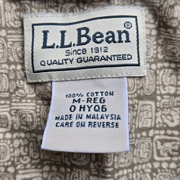 L.L. Bean Taupe Geometric Cotton Shirt - Picture 3 of 3